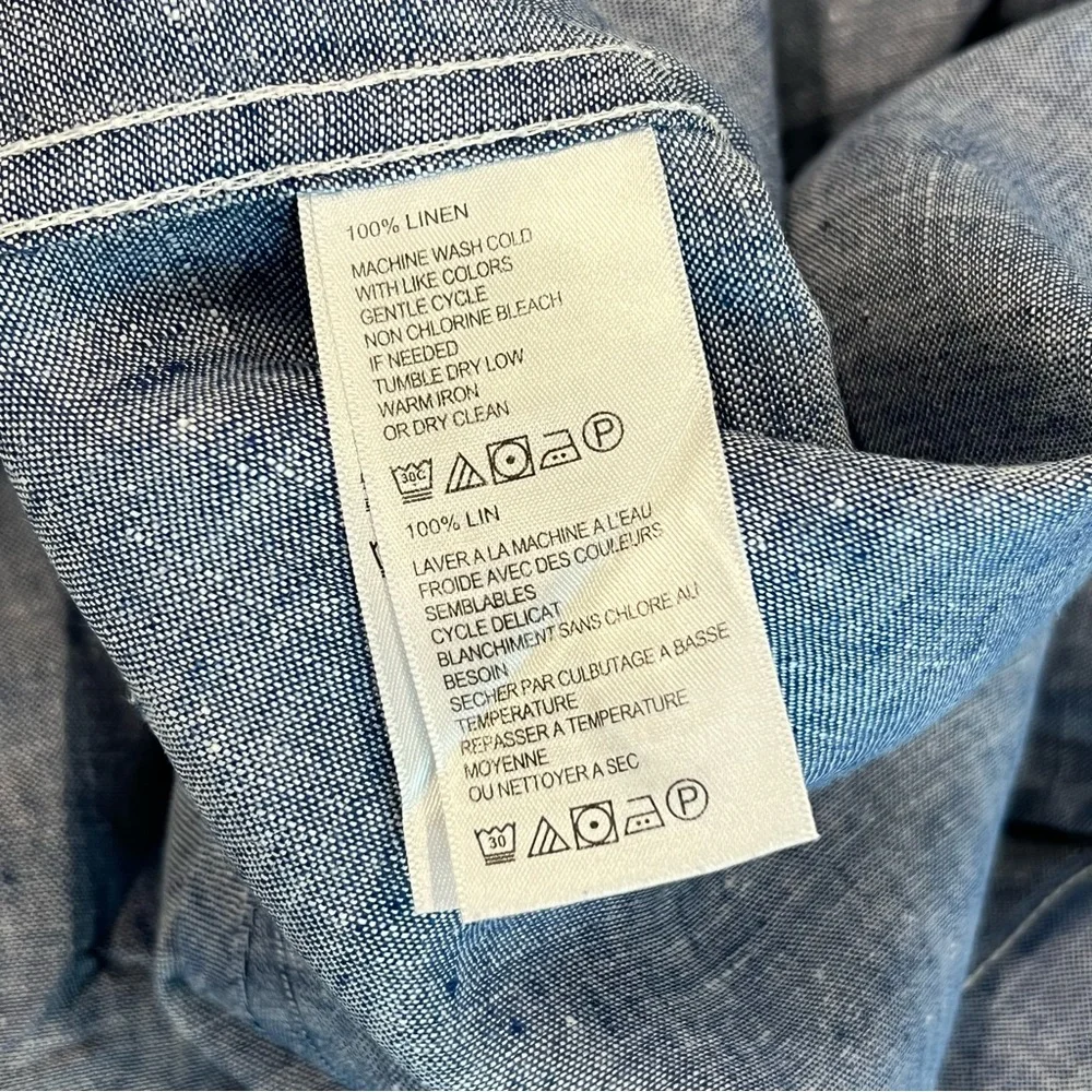 Tommy Bahama Men’s Linen Button Down Shirt Casual Resort Style Chambray Blue XL